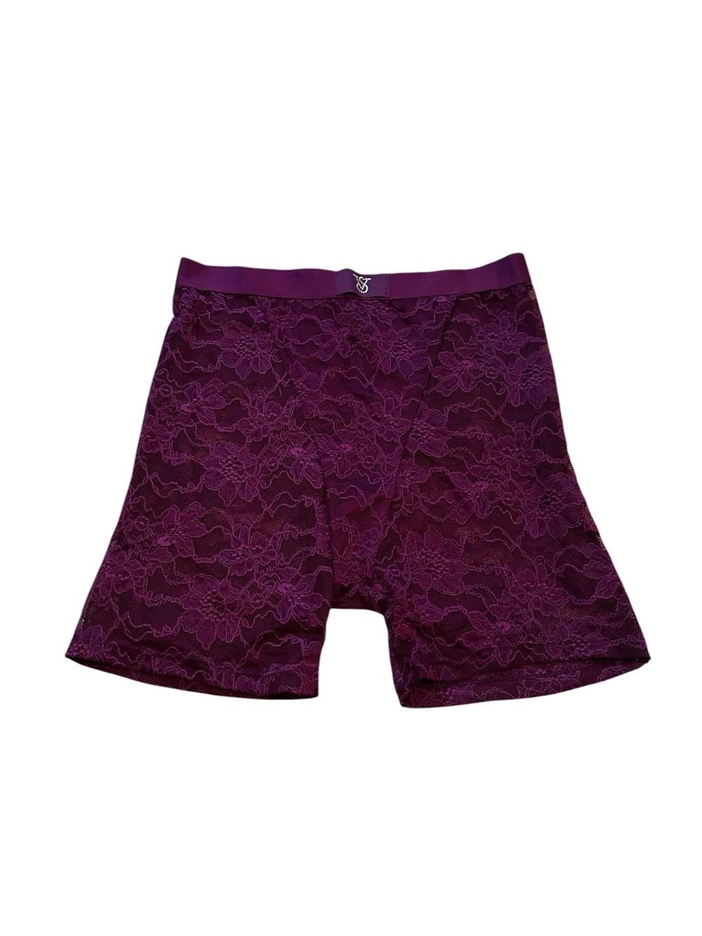 Victoria's Secret Lace Boxer Brief Biker Shorts Purple Rhinestone Logo